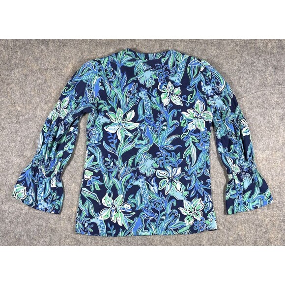 Lilly Pulitzer Maritza Top Women’s XXS Take It Or Leaf It Blouse Button Up READ - Picture 2 of 8